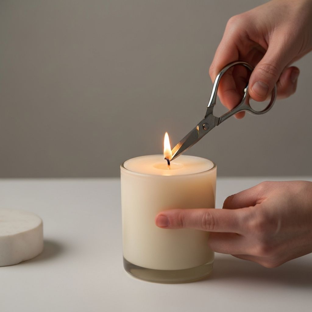 Sorgfältige Handhabung von Kerze und Glas während des Abbrennen