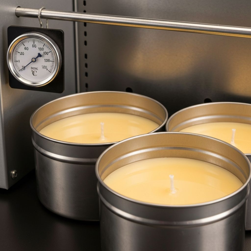 Sojawachs wird sanft in Metallbehälter erhitzt